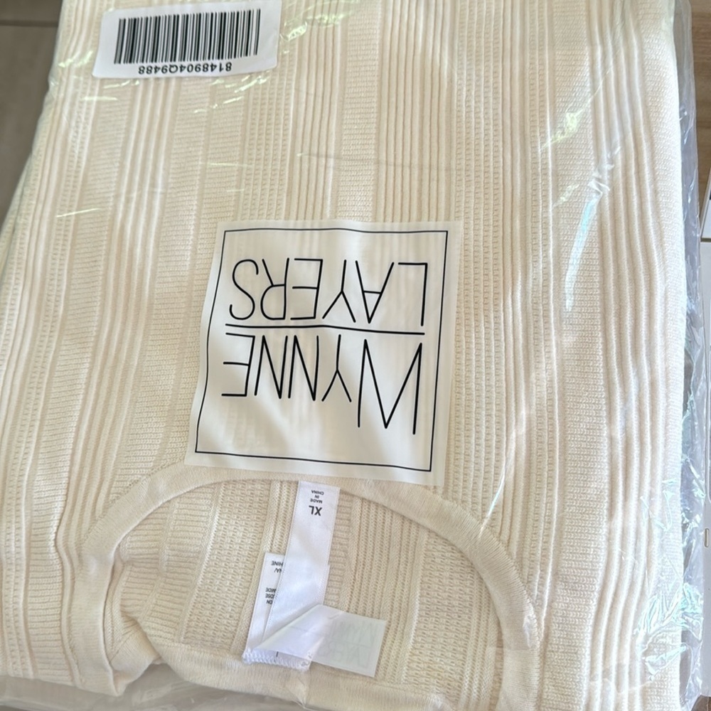 Wynne Layers Cream White Variegated Ottoman Knit Sweater XL - Picture 2 of 2